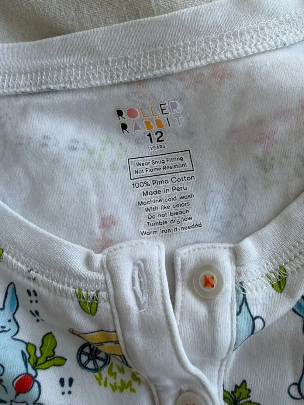Girls Roller Rabbit Long Sleeve Rabbit Print Pajama Set